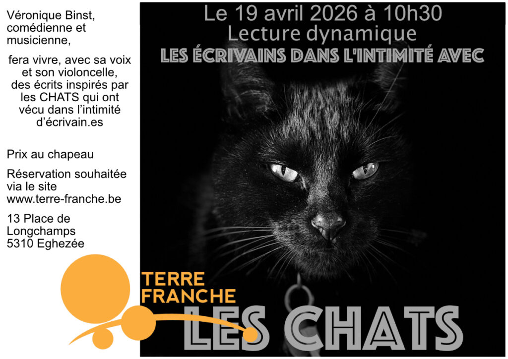 affichette de la lecture, avec portrait d'un chat