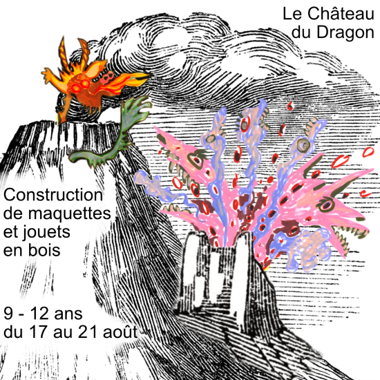 Château surmonté d'un énorme dragon rose